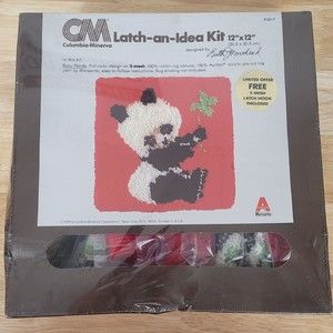 Latch and Hook Kit 12" x 12" K3617 Baby Panda Columbia-Minerva Latch-an-Idea VTG
